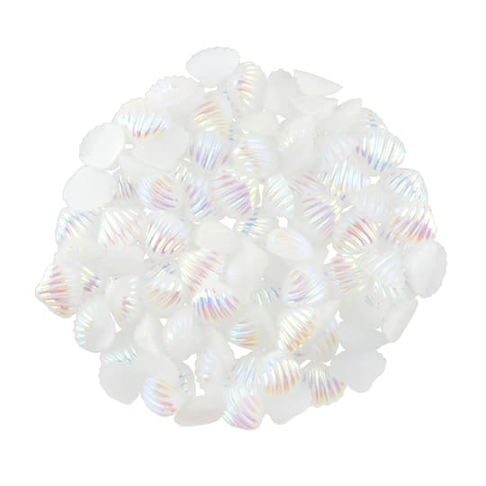 6mm White AB Plastic Flatback Shells, 300ct. by Bead Landing™